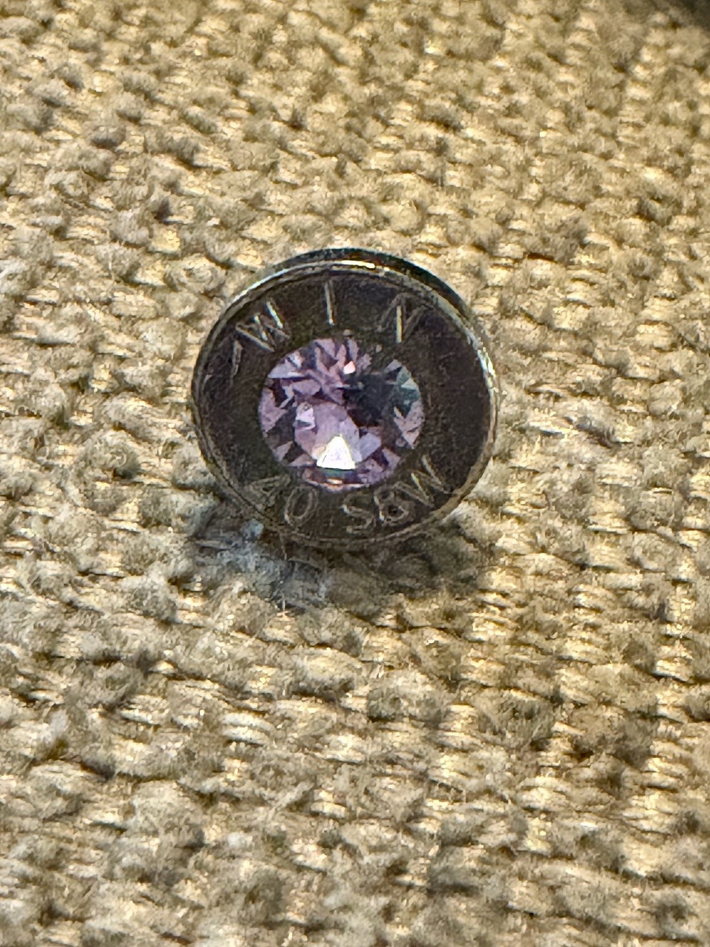 Bullet Slice Tie-Tack with Violet Swarovski Crystal